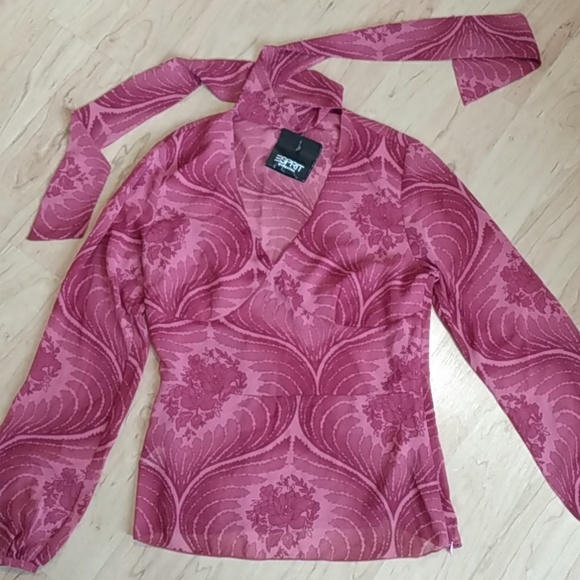ESPRIT Collection Floral Sheer Top Blouse M - Picture 6 of 14